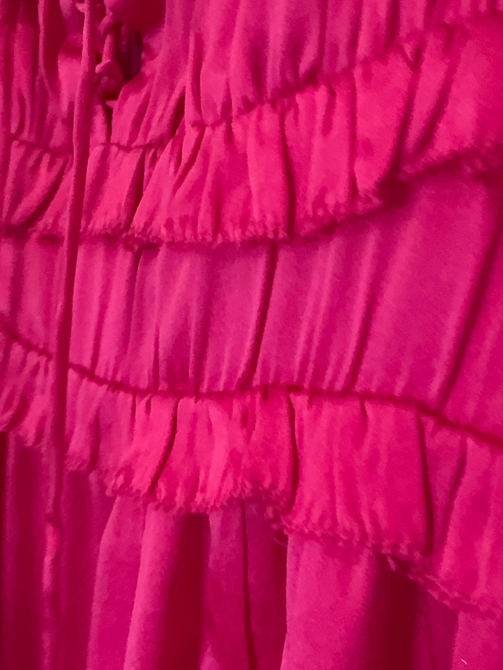 Free People Hansel & Gretel  Hot Pink medium Ruffle Tiered Midi Dress - Picture 4 of 8